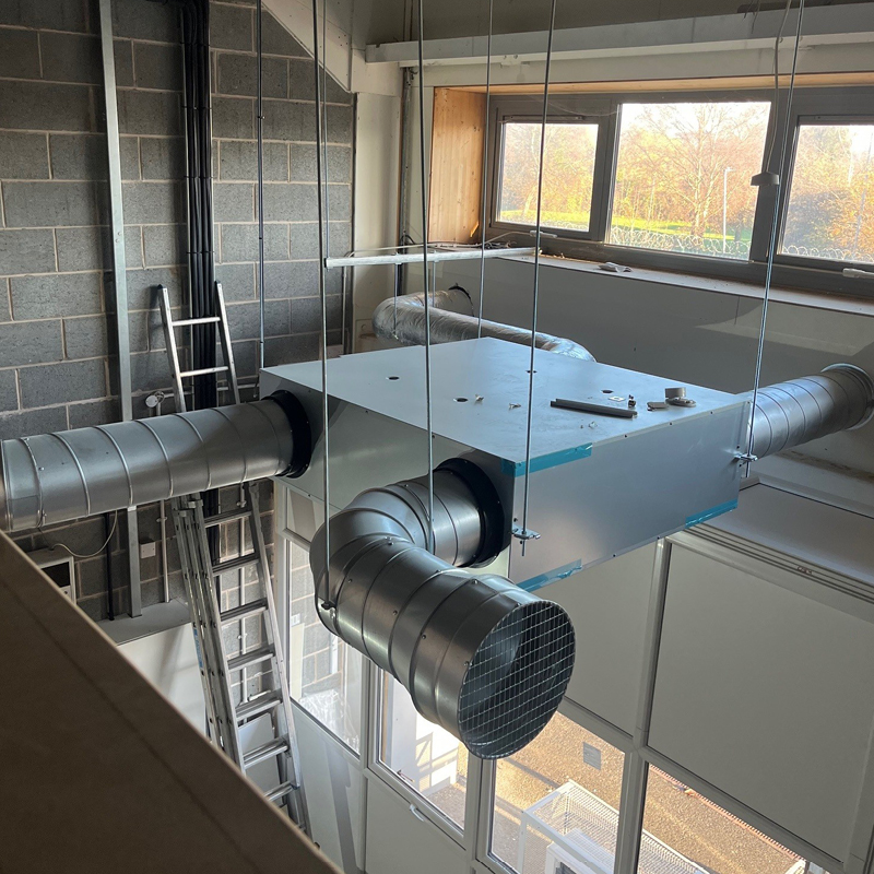 A Mechanical Heat Recovery Ventilation system being installed by Watsons Building Services