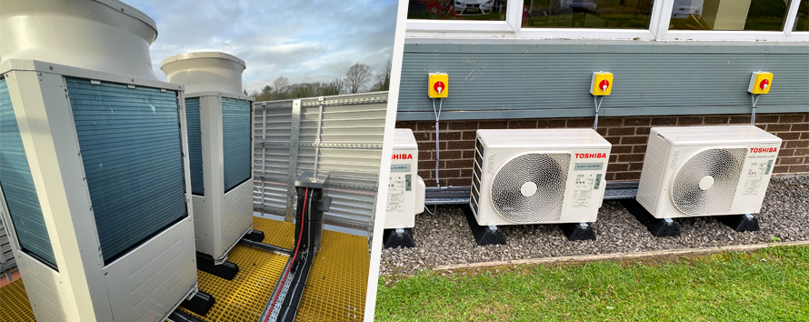 A VRF systems and a split system, as designed and installed by Watsons Building Services