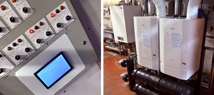 Building Management System panel controlling LTHW boiler sequencing.